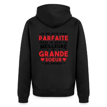 Je suis la meilleure grande soeur du monde - Veste à capuche bio Premium Unisexe - noir - Dos - Nico (187cm)