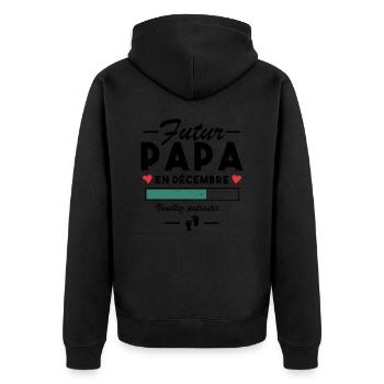 Homme Annonce Grossesse Futur Papa En décembre - Veste à capuche bio Premium Unisexe - noir - Dos - Nico (187cm)