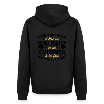 Super Tonton et un Cuisinier Cadeau Humour - Veste à capuche bio Premium Unisexe - noir - Dos - Nico (187cm)