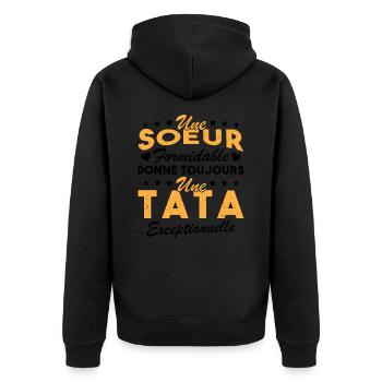 Une Sœur formidable donne une Tata exceptionnelle - Veste à capuche bio Premium Unisexe - noir - Dos - Nico (187cm)