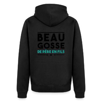 Beau Gosse De Père En Fils - Veste à capuche bio Premium Unisexe - noir - Dos - Nico (187cm)
