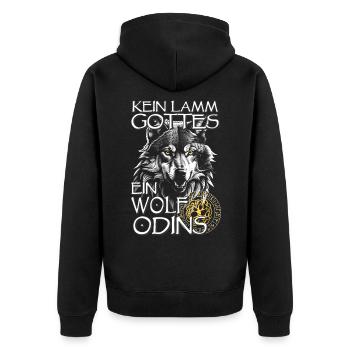 Wolf Wikinger Wölfe Odin Nordische Mythologie - Unisex Premium Bio Zip Hoodie - Schwarz - Hinten - Nico (187cm)