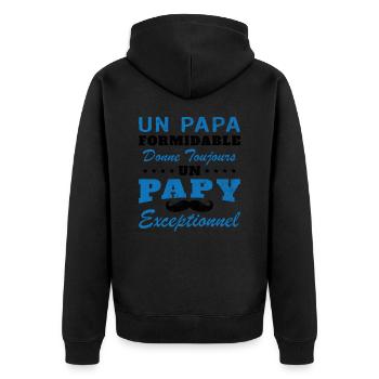 Toller Papa gibt Opa immer Außergewöhnliches - Unisex Premium Bio Zip Hoodie - Schwarz - Hinten - Nico (187cm)