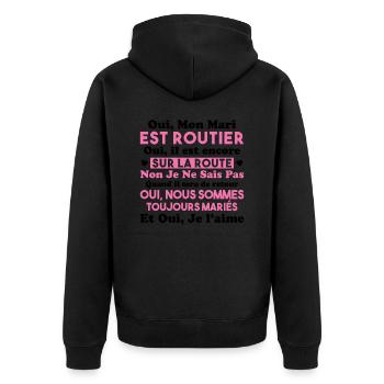 Oui, Mon Mari Est Routier Femme Humour Camionneur - Veste à capuche bio Premium Unisexe - noir - Dos - Nico (187cm)