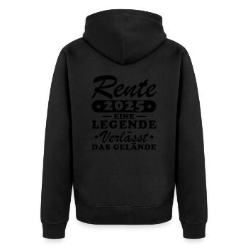Rente 2025 - Eine Legende Verlässt Das Gelände - Unisex Premium Bio Zip Hoodie - Schwarz - Hinten - Nico (187cm)