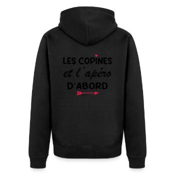 Les copines et l'apéro d'abord - Veste à capuche bio Premium Unisexe - noir - Dos - Nico (187cm)
