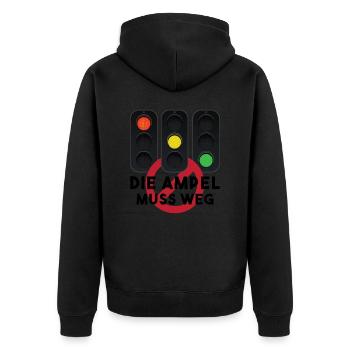 Die Ampel muss weg - Unisex Premium Bio Zip Hoodie - Schwarz - Hinten - Nico (187cm)