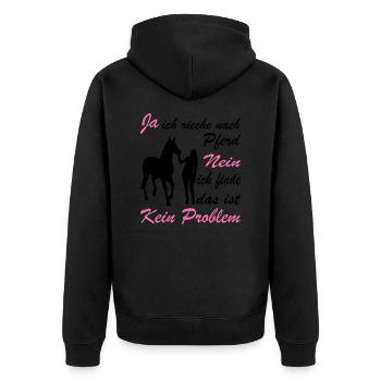 Ja Ich Rieche Nach Pferd Nein Das Ist Kein Problem - Unisex Premium Bio Zip Hoodie - Schwarz - Hinten - Nico (187cm)