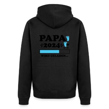 Vater 2024 Werdender Papa Loading 2024 - Unisex Premium Bio Zip Hoodie - Schwarz - Hinten - Nico (187cm)