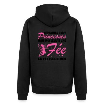 Certaines Sont Princesses Mais Moi Je Suis Une Fee - Veste à capuche bio Premium Unisexe - noir - Dos - Nico (187cm)