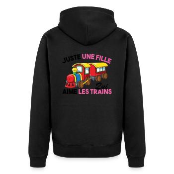 Enfant Juste une fille qui aime les trains Humour - Veste à capuche bio Premium Unisexe - noir - Dos - Nico (187cm)