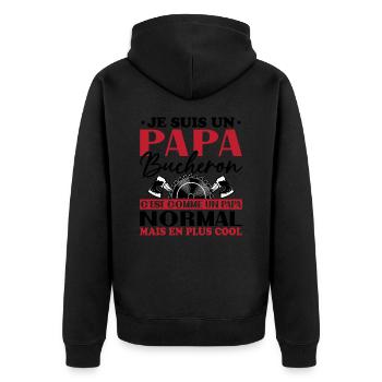 Papa Bûcheron C'est Comme Un Papa Normal - Veste à capuche bio Premium Unisexe - noir - Dos - Nico (187cm)