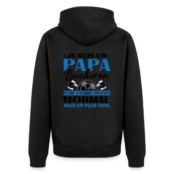 Papa Bûcheron C'est Comme Un Papa Normal - Veste à capuche bio Premium Unisexe - noir - Dos - Nico (187cm)