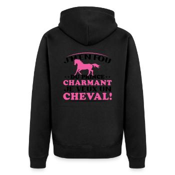 Je m'en fou du prince charmant je veux un cheval - Veste à capuche bio Premium Unisexe - noir - Dos - Nico (187cm)