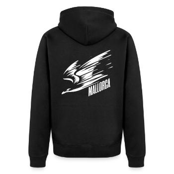 Mallorca Sturzflug Tiefflieger Möwe Urlaub T-Shirt - Unisex Premium Bio Zip Hoodie - Schwarz - Hinten - Nico (187cm)
