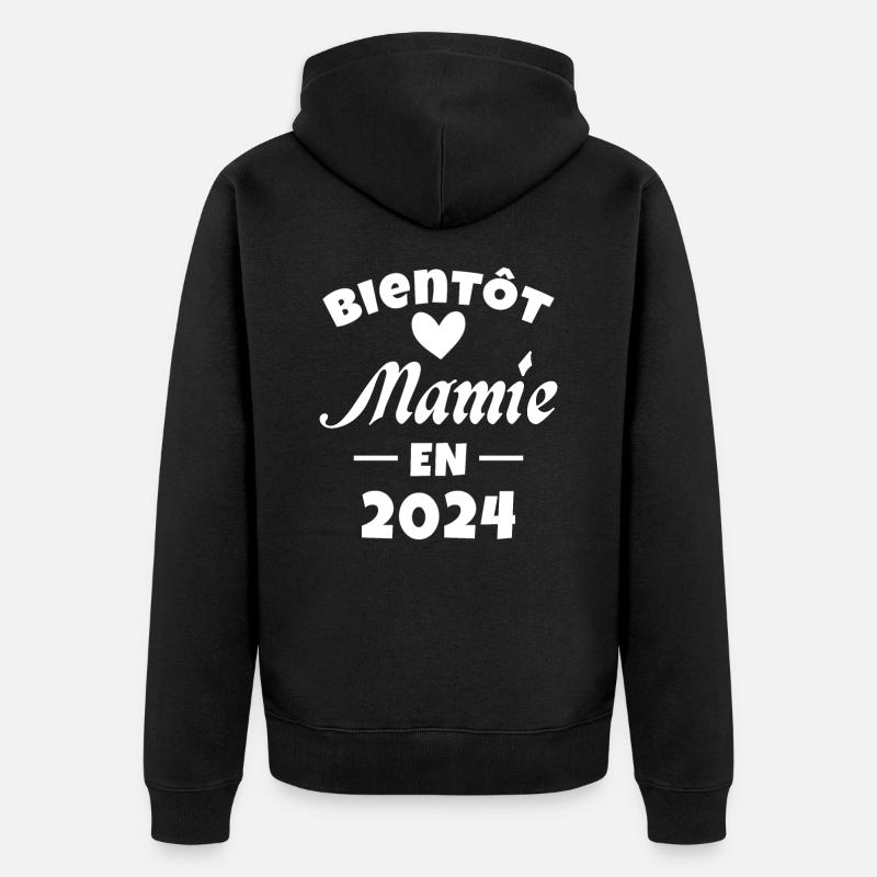 Bientôt future Mamie 2024 - Veste à capuche bio Premium Unisexe - noir