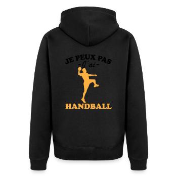 Je peux pas j'ai Handball - Veste à capuche bio Premium Unisexe - noir - Dos - Nico (187cm)