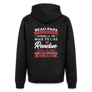 Hübscher Vater hat das Leben nicht geschenkt, aber es wurde besser - Unisex Premium Bio Zip Hoodie - Schwarz - Hinten - Nico (187cm)