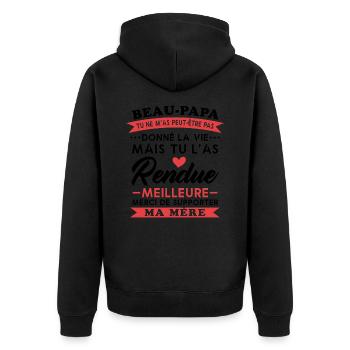 Hübscher Vater hat das Leben nicht geschenkt, aber es wurde besser - Unisex Premium Bio Zip Hoodie - Schwarz - Hinten - Nico (187cm)