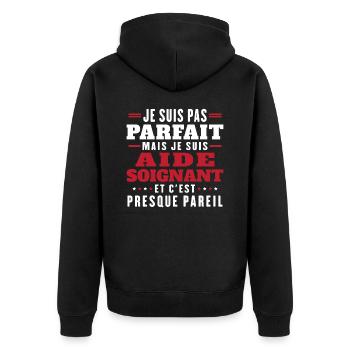I'm not perfect but I'm a caregiver - Unisex Premium Organic Zip Hoodie - black - Back - Nico (187cm)