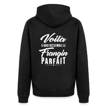 So sieht der perfekte Bruder aus - Unisex Premium Bio Zip Hoodie - Schwarz - Hinten - Nico (187cm)