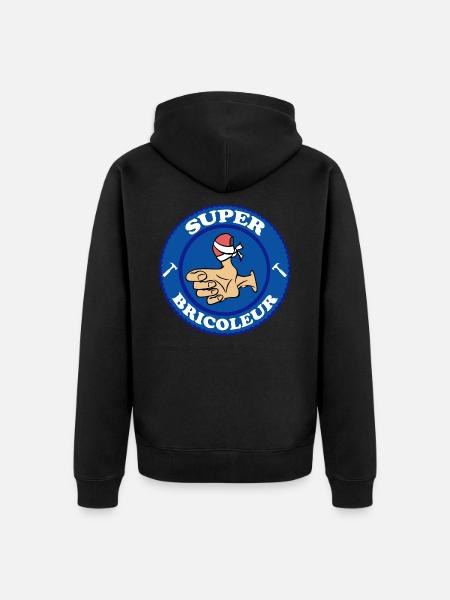 Super bricoleur, bricolage,humour - Veste à capuche bio Premium Unisexe - noir
