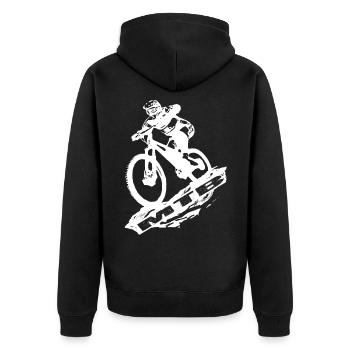 MTB Bike - Unisex Premium Bio Zip Hoodie - Schwarz - Hinten - Nico (187cm)