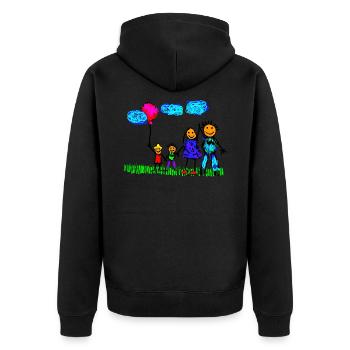 happy family - Unisex Premium Bio Zip Hoodie - Schwarz - Hinten - Nico (187cm)