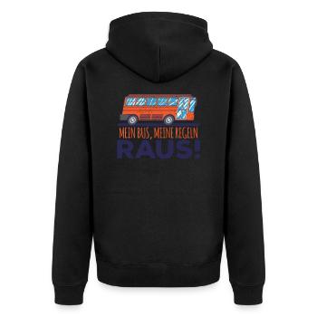 Beruf Busfahrer mein Bus meine Regeln raus - Unisex Premium Bio Zip Hoodie - Schwarz - Hinten - Nico (187cm)