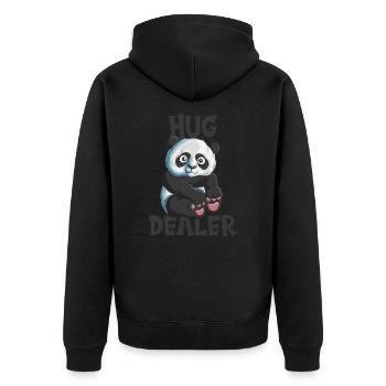 Pandabär Umarmt Dich Hug Dealer Umarmung Panda - Unisex Premium Bio Zip Hoodie - Schwarz - Hinten - Nico (187cm)