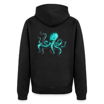 8 Armed Blue Octopus Squid Fan Lover - Unisex Premium Organic Zip Hoodie - black - Back - Nico (187cm)
