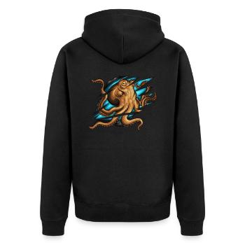 Displaced scratch octopus squid costume - Unisex Premium Organic Zip Hoodie - black - Back - Nico (187cm)