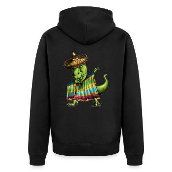 T-Rex Dino Ponscho Sombrero Mexique Dabbing Outfit - Veste à capuche bio Premium Unisexe - noir - Dos - Nico (187cm)