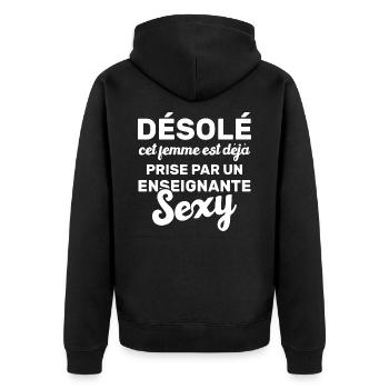 Désolé cet femme est déjà prise par un enseignante - Veste à capuche bio Premium Unisexe - noir - Dos - Nico (187cm)