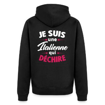 Je Suis Une Italienne Qui Déchire - Veste à capuche bio Premium Unisexe - noir - Dos - Nico (187cm)