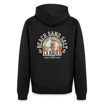Triff die Einheimischen in La Baule - Unisex Premium Bio Zip Hoodie - Schwarz - Hinten - Nico (187cm)
