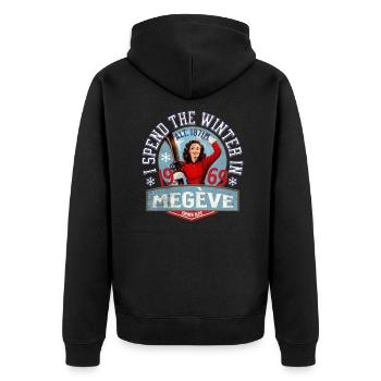 Den Winter verbringe ich in Megève - Unisex Premium Bio Zip Hoodie - Schwarz - Hinten - Nico (187cm)