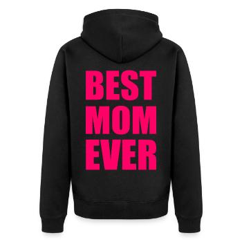 Best mom ever - Unisex Premium Bio Zip Hoodie - Schwarz - Hinten - Nico (187cm)