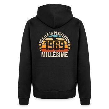 Vintage 1969 Retro 1969 Birthday Gift - Unisex Premium Organic Zip Hoodie - black - Back - Nico (187cm)