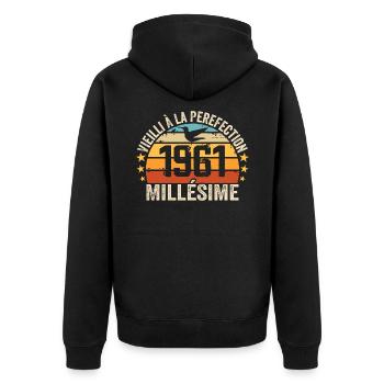 Vintage 1961 Retro 1961 Birthday Gift - Unisex Premium Organic Zip Hoodie - black - Back - Nico (187cm)