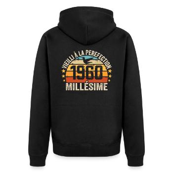 Millésime 1960 Cadeau D’anniversaire Rétro 1960 - Veste à capuche bio Premium Unisexe - noir - Dos - Nico (187cm)