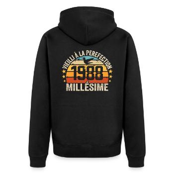 Millésime 1988 Cadeau D’anniversaire Rétro 1988 - Veste à capuche bio Premium Unisexe - noir - Dos - Nico (187cm)