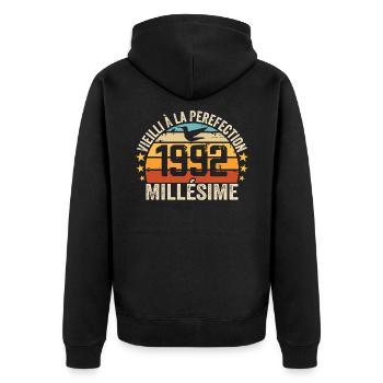 Millésime 1992 Cadeau D’anniversaire Rétro 1992 - Veste à capuche bio Premium Unisexe - noir - Dos - Nico (187cm)