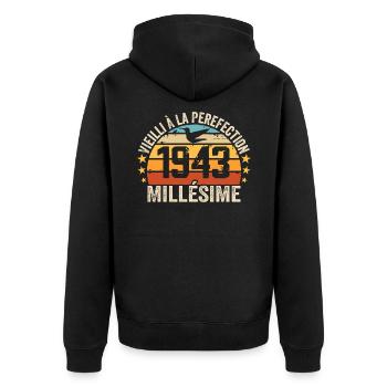 Millésime 1943 Cadeau D’anniversaire Rétro 1943 - Veste à capuche bio Premium Unisexe - noir - Dos - Nico (187cm)