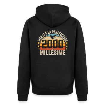 Millésime 2000 Cadeau D’anniversaire Rétro 2000 - Veste à capuche bio Premium Unisexe - noir - Dos - Nico (187cm)