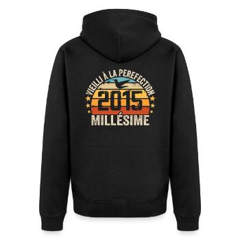 Millésime 2015 Cadeau D’anniversaire Rétro 2015 - Veste à capuche bio Premium Unisexe - noir - Dos - Nico (187cm)