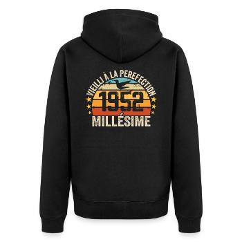 Millésime 1952 Cadeau D’anniversaire Rétro 1952 - Veste à capuche bio Premium Unisexe - noir - Dos - Nico (187cm)