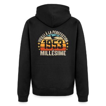 Millésime 1953 Cadeau D’anniversaire Rétro 1953 - Veste à capuche bio Premium Unisexe - noir - Dos - Nico (187cm)
