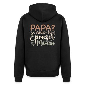 Papa veux tu épouser maman - demande mariage - Veste à capuche bio Premium Unisexe - noir - Dos - Nico (187cm)