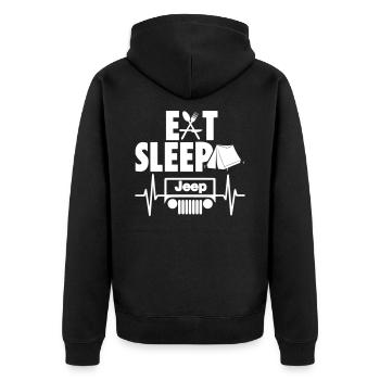 Eat Sleep Jeeps - Unisex Premium Bio Zip Hoodie - Schwarz - Hinten - Nico (187cm)